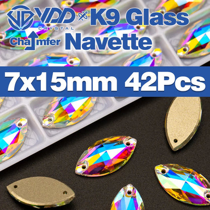 VDD Chamfer AAAAA Top Quality K9 Glass Sew On Rhinestones Sewing Crystal AB Flatback Stone For Clothes Accessories Wedding Dress Good Vibrations