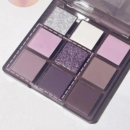 9-Color Purple Eyeshadow Palette - Matte, Shimmery, Waterproof, Sweat-Proof, Long-Lasting Eyeshadow,Suitable for Music Festivals Good Vibrations