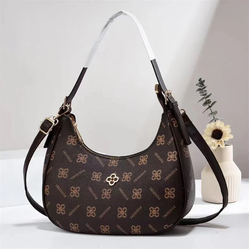 Elegant Leather Crossbody Messenger Bag - Unique Solid Color Commuter Purse with Retro Parisian Designer Details Good Vibrations