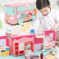 Dollhouse Koala Tour Bus Diary Girl Play House Toy Diy Be0r Dining Kitchen Bathroom Shop Pretend Family Toys Girls Good Vibrations