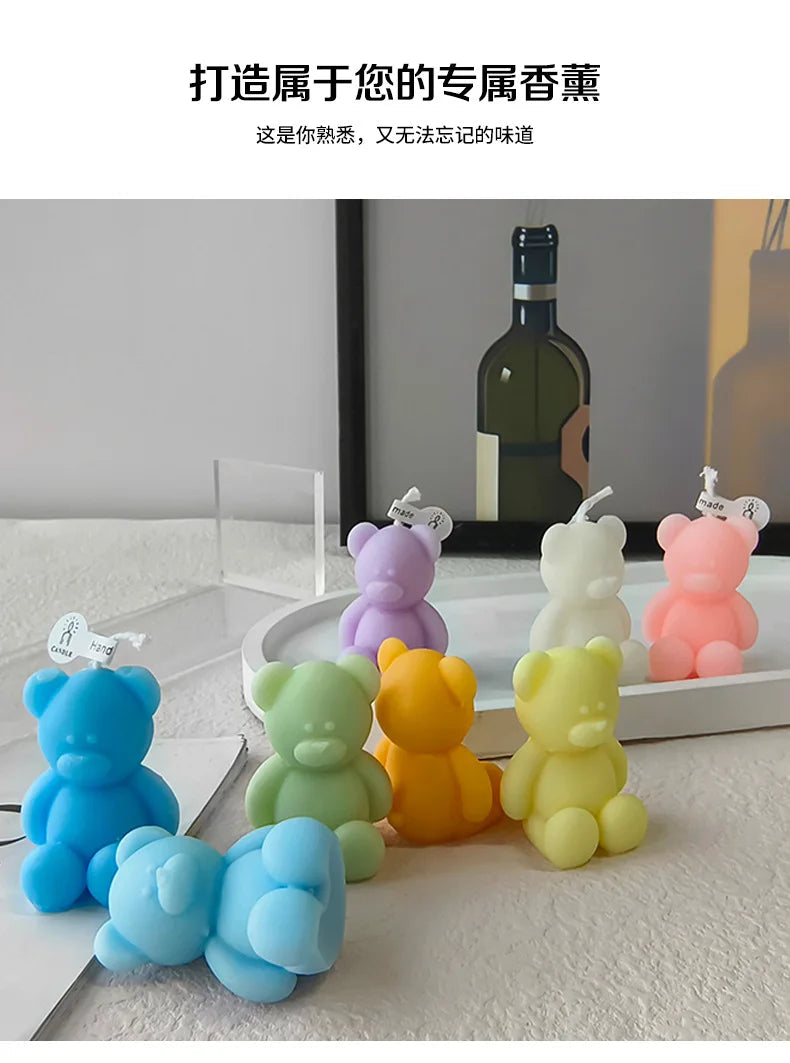 1pc Lovely Bear Aromatherapy Candles for Home Decoration Lovely Scented Candle Photography Props Festival Home Ornaments Good Vibrations