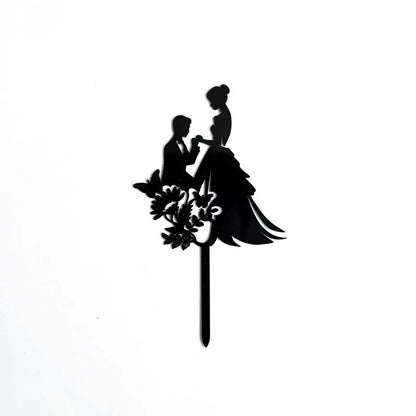 Bride and Groom Wedding Party Cake Topper Decoration Golden Acrylic Mrs & Mrs Engagement Party Cake Toppers Gift Baking Supplies Good Vibrations