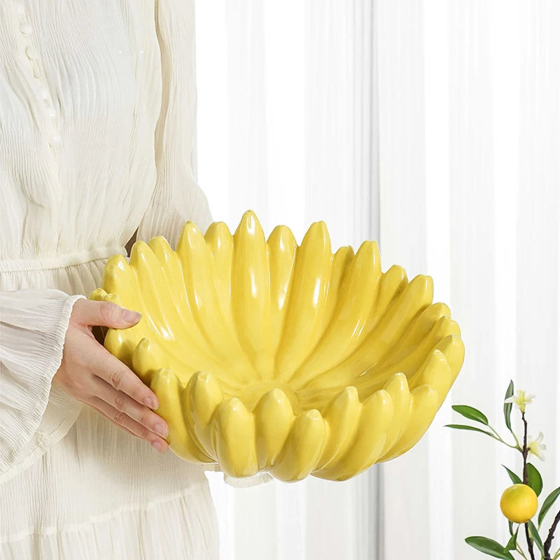 Creative Ceramic Fruit Plate High-End Dining Table Snack Dish Living Room Decorative Ornament for Coffee Table Good Vibrations