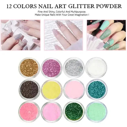 Acrylic Nail Kit for Beginners 12 Color Glitter Acrylic Powder White Clear Pink Acrylic Powder Nails Extension Professional Nail Good Vibrations