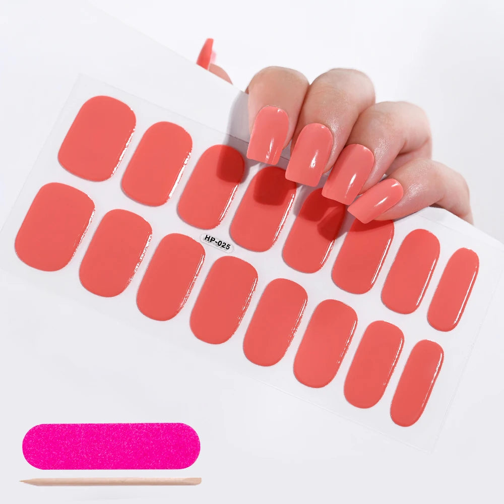 UV Semi-Cured Gel Nail Wraps Stickers Strips French Long Lasting Full Cover LED Gel Semi Cured Nail Sliders For Nail Extension & Good Vibrations
