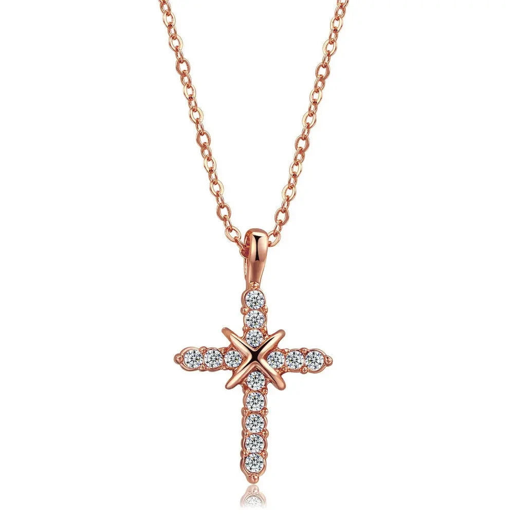 Cross Pendant Necklace For Women Iced Out Crystal Silver Plated Chain Collar Choker Necklace Christmas Jewelry Fashion N456 Good Vibrations