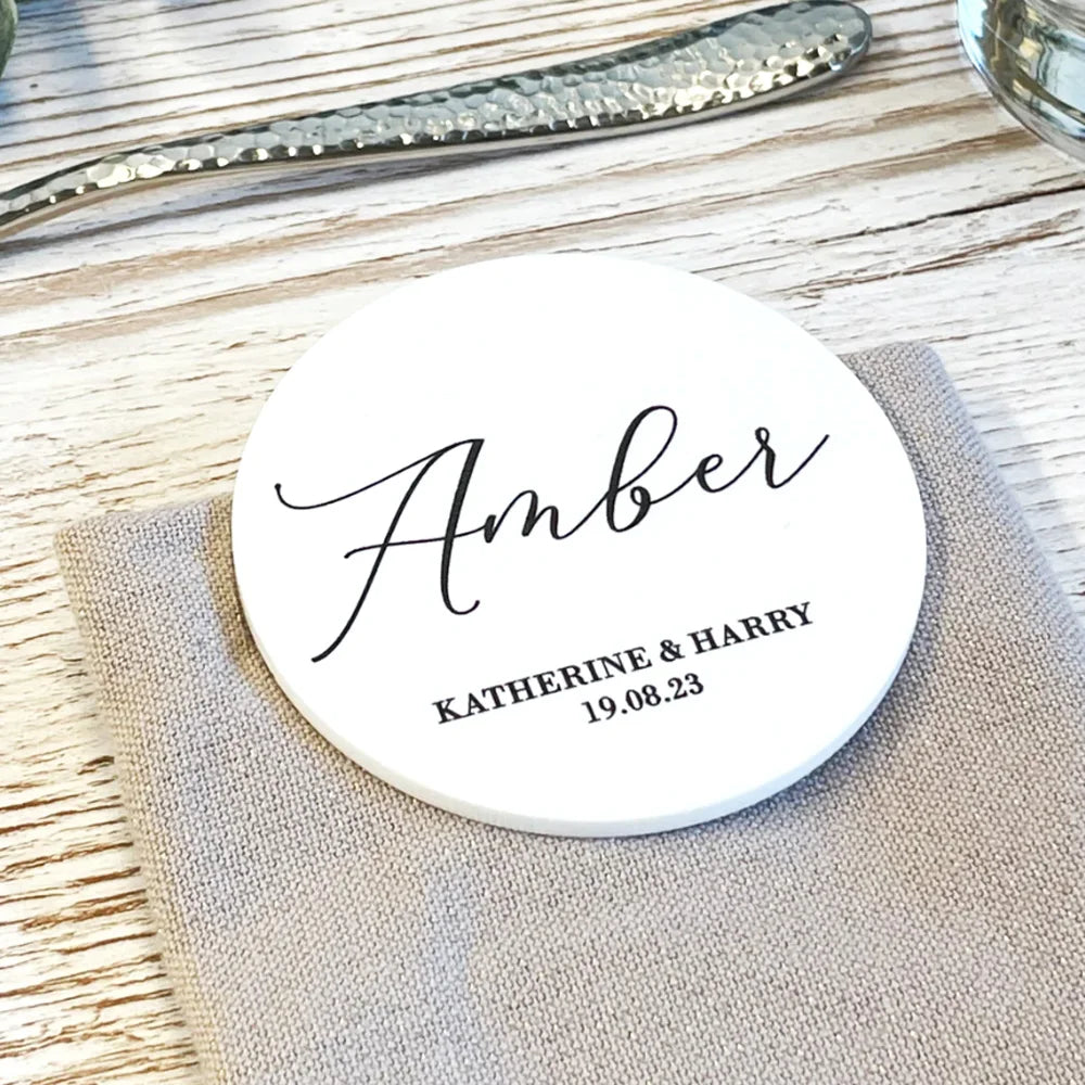 10Pcs Personalised Acrylic Wedding Party Place Names Round 8-10cm Mirror Acrylic Custom Wedding Decor Place Card Party Gift Good Vibrations