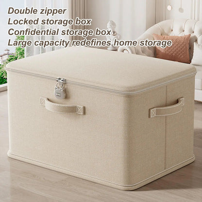 Large Storage Box with Lock Stackable Storage Container Secure with Handle Locking Organizing Bin Washable Shelf Baskets for Good Vibrations