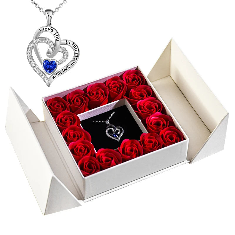 Gifts for Women Jewelry Pendant Necklace /w Soap Eternal Rose Gift Box Mother's Day Necklace Jewelry Wedding Anniversary Gifts Good Vibrations