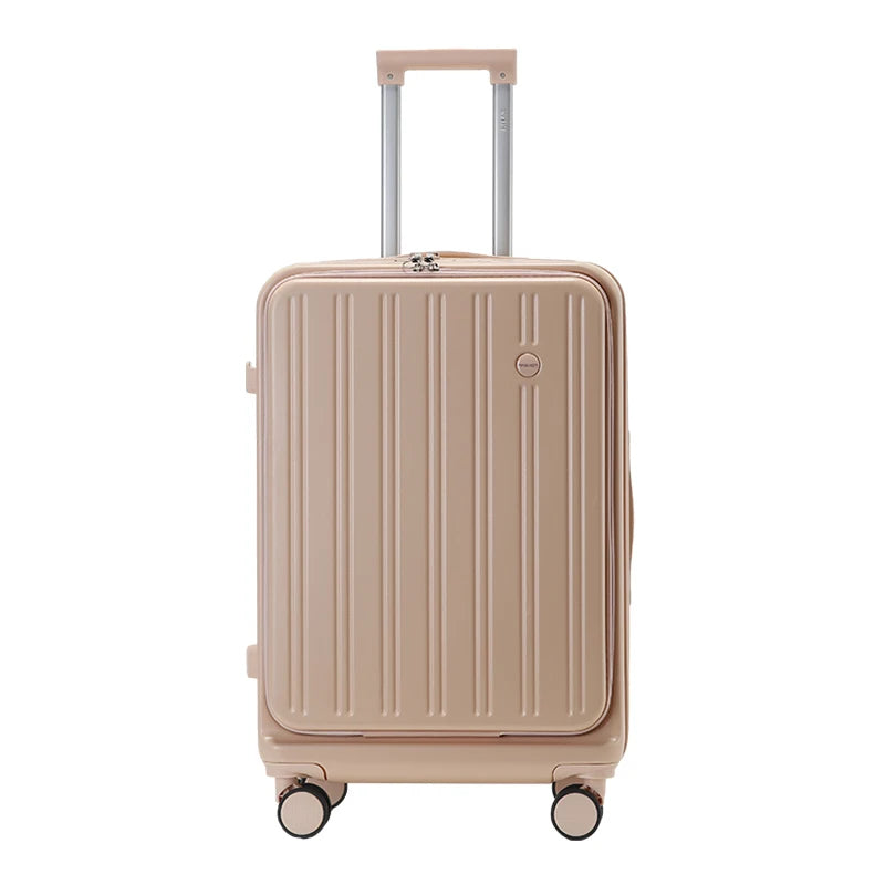 20 Inch Expandable Carry On Luggage With Wheels PC Hard Shell Suitcases Lightweight Front Opening Luggage Travel Suitcase Good Vibrations