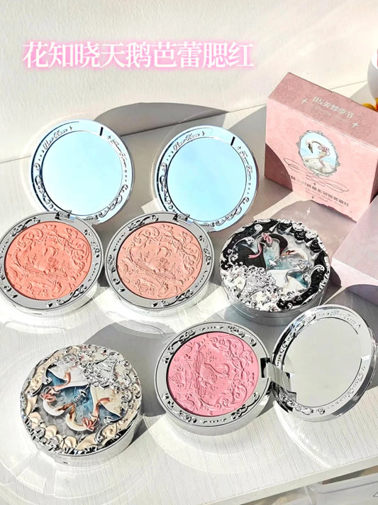 Flower Knows Swan Ballet Collection Embossed Blush Long-lasting Matte Powder Cheek Blusher Natural Brightening Cosmetic 5g Good Vibrations