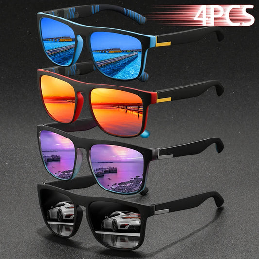 4 PCS  Fashion Vintage Classic stripe design Sports Sunglasses Men Women Fishing Brand Designer Sun Glasses Man Eyewear UV400 Good Vibrations
