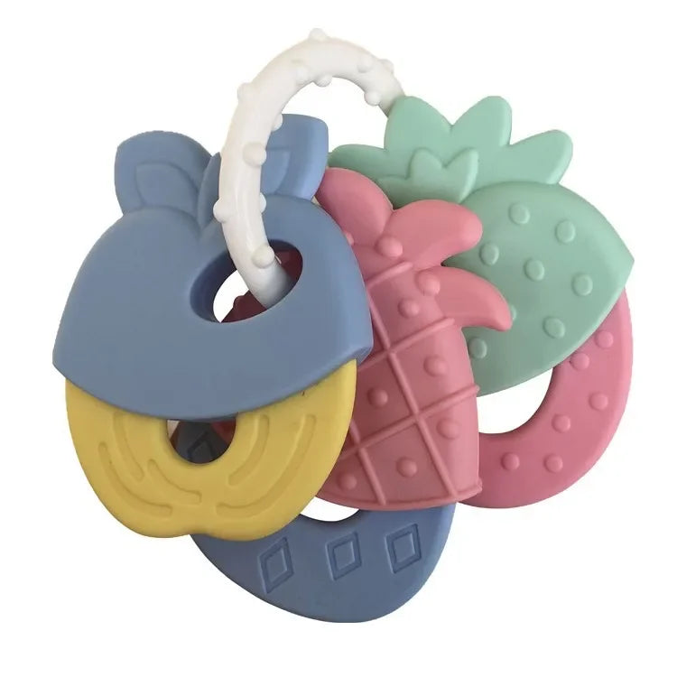 Newborn Baby Chews Food Grade Teethers Training Bed Toy Silicone for Baby Fruit Item Feeding Infant Things Molars Rattle Good Vibrations