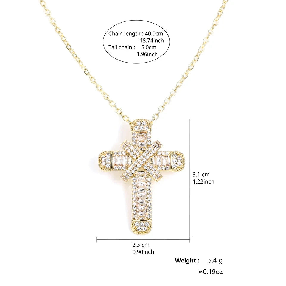 Cross Pendant Necklaces Classical Sparkling CZ Cross Necklace Jewelry Festival Party Daily Gifts For Men Good Vibrations