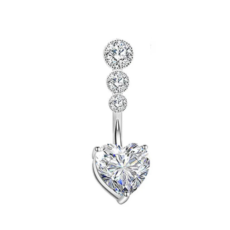 Dainsty Dangled Belly Button Rings Surgical Steel 14G Bar Navel Piercing Ring Crystal CZ Bee Flower Heart Belly Ring Ear Jewelry Good Vibrations Adult Super Store