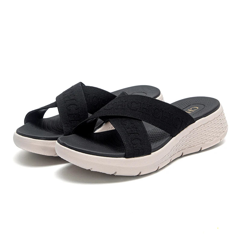 Cross Strap Upper Design Fashion New Women's Slippers Lightweight and Comfortable Pure Colour Simple Versatile Good Vibrations