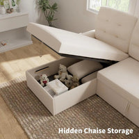 2-in-1 Sleeper Sofa – Pullout Bed with Reversible Chaise & Charging Station Good Vibrations