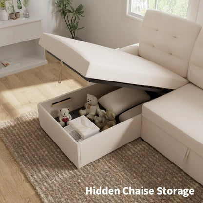 2-in-1 Sleeper Sofa – Pullout Bed with Reversible Chaise & Charging Station Good Vibrations