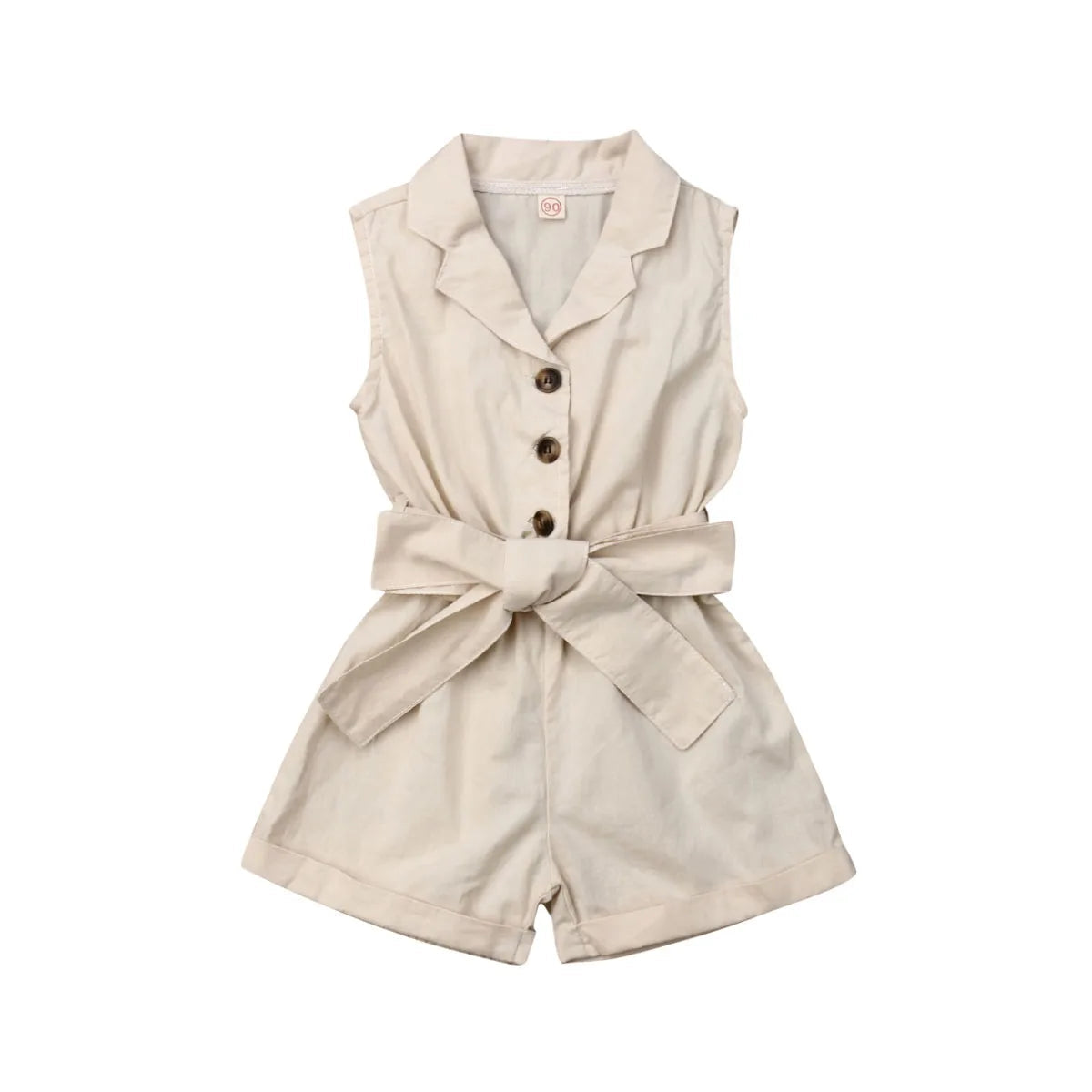 Fashion Kids Baby Girls Clothes Sleeveless Bow-tie Waist Playsuits Outfits Summer Sunsuit Overall Children Clothing Good Vibrations