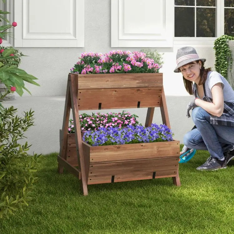 Vertical Raised Garden Bed with 3 Wooden Planter Boxes for Flower Pots & Planters Good Vibrations