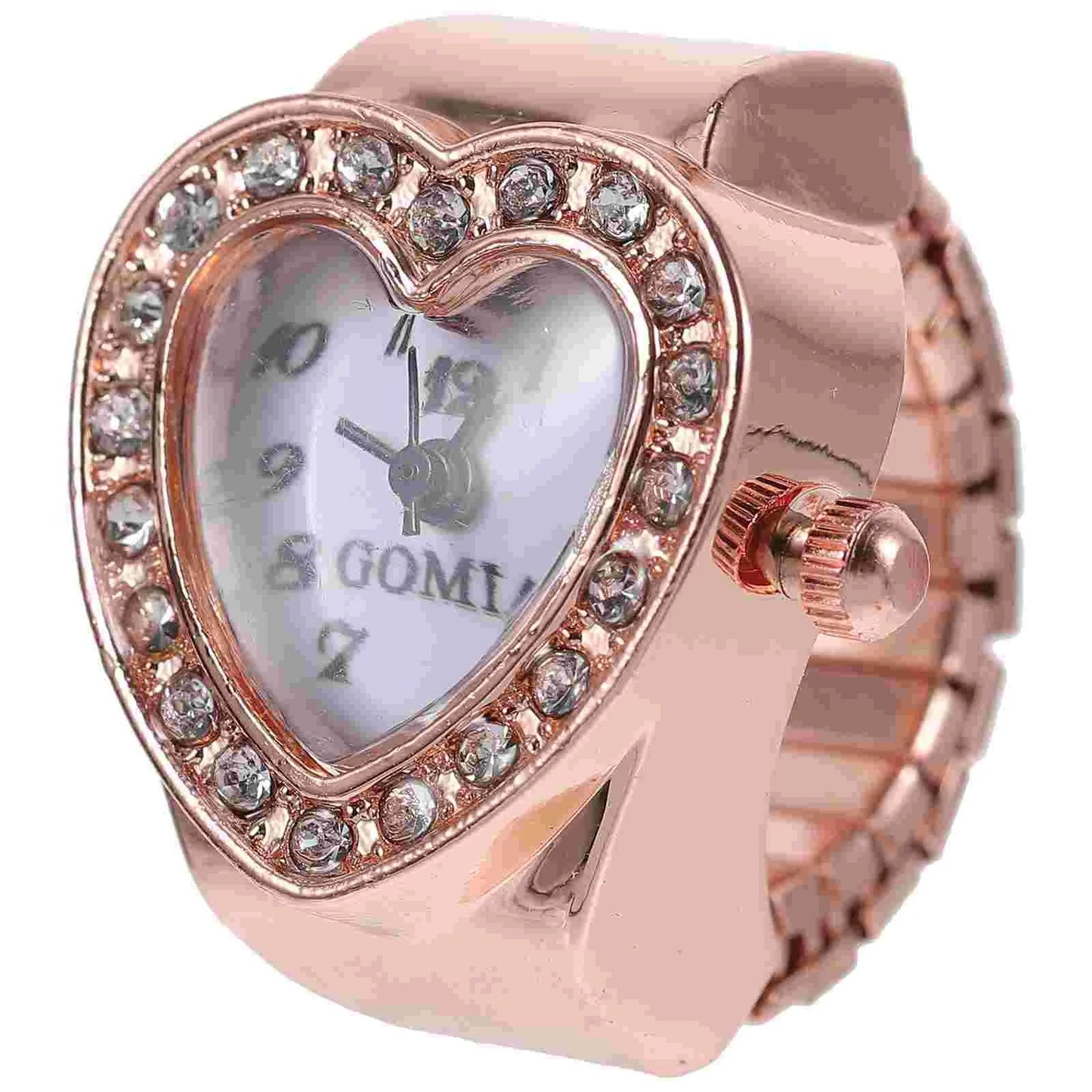 Women Finger Watch Heart Shape Finger Ring Watch Female Valentine's Day Gift Good Vibrations