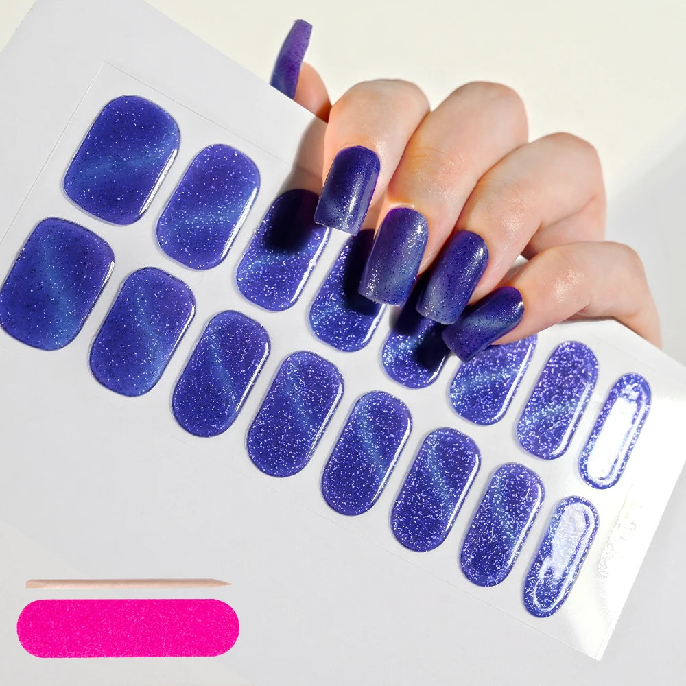 UV Semi-Cured Gel Nail Wraps Stickers Strips French Long Lasting Full Cover LED Gel Semi Cured Nail Sliders For Nail Extension & Good Vibrations