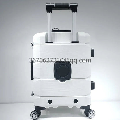 Travel Durable PP Trolley Suitcase Rolling Hard Shell Spinner Luggage Set with Front Opening Laptop Mobile Cup Holder Good Vibrations