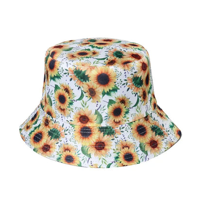 Fashion Women Sunflower Print Cotton Bucket Hats Spring Summer Girl Lady Outdoor Panama Fisherman Cap Hat For Women DropShipping Good Vibrations