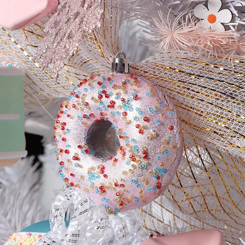 Christmas Macaron Ice Cream Donut Shapes Ball Ornament Xmas Tree Hanging Pendants Home Party Navidad Christmas Decor 2024 Good Vibrations