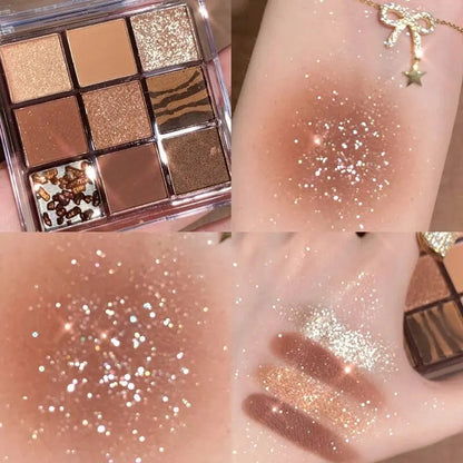 DIKALU Spring And Summer New Eyeshadow Palette Oh Rosy Nine Palace Grid Auto Focus Low Saturation Smoke Powder Rose Plate Good Vibrations