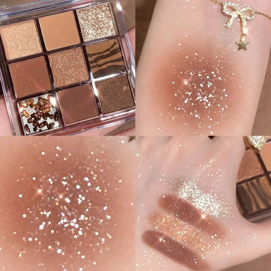 DIKALU Spring And Summer New Eyeshadow Palette Oh Rosy Nine Palace Grid Auto Focus Low Saturation Smoke Powder Rose Plate Good Vibrations