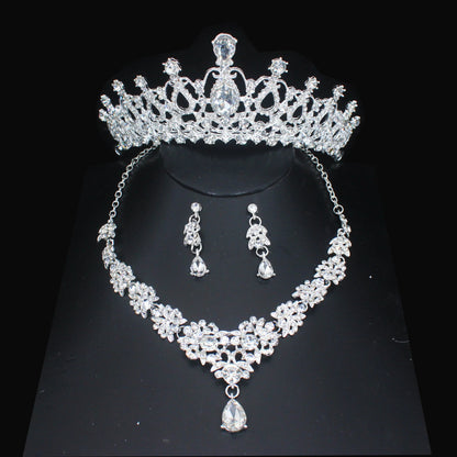 Luxury Crystal Wedding Bridal Jewelry Sets Women/Girl Gold Color Tiara/Crown Earrings Choker Necklace Bride Jewelry Set Good Vibrations Adult Super Store