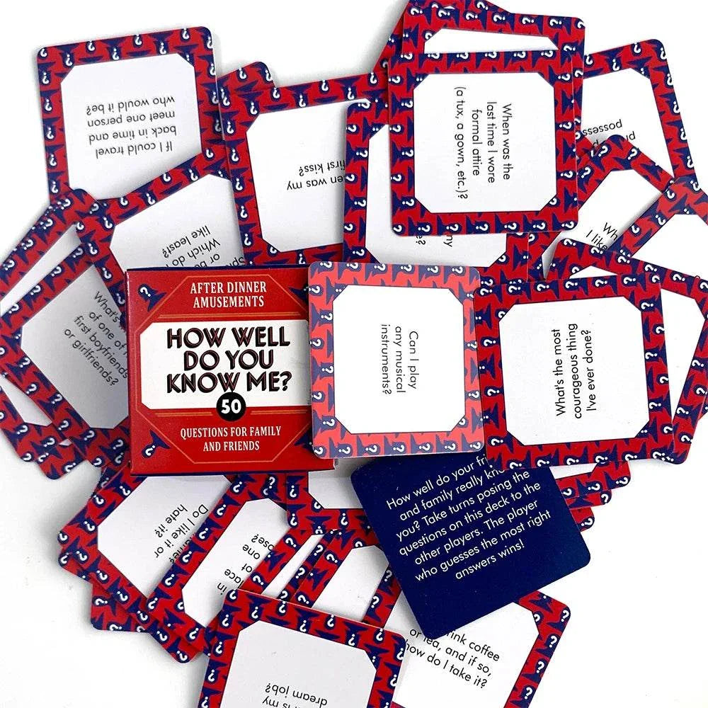 mini box "How Well Do You Know Me?" game cards for family and friends entertainment.