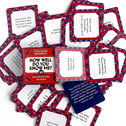 mini box "How Well Do You Know Me?" game cards for family and friends entertainment.