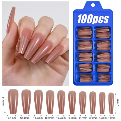 100Pcs Light Pink Press on Nails Short Medium Square Wearable Fake Nails Tips 10 sizes Full Cover False Nails Finger Decoration Good Vibrations