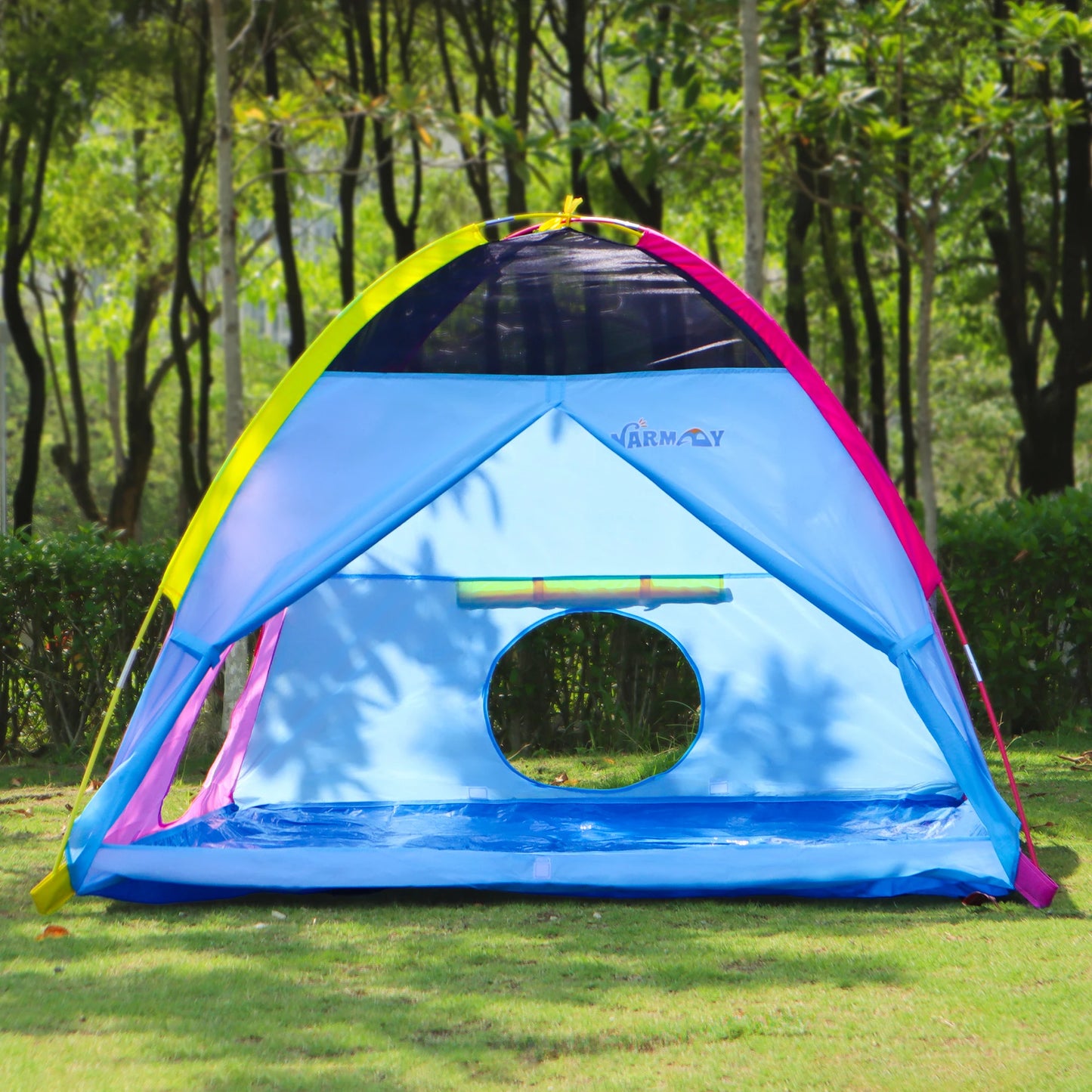 Kids Play Tent Indoor Outdoor Playhouse Tents for Boys And Girls Children's Game Center with Mesh Top & Tunnel Doors Good Vibrations