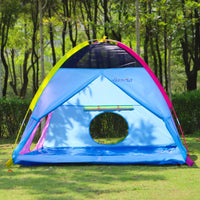 Kids Play Tent Indoor Outdoor Playhouse Tents for Boys And Girls Children's Game Center with Mesh Top & Tunnel Doors Good Vibrations