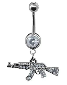 Belly Button rings Gun Dangle navel Ring clear Gem belly button Ring Body piercing Jewelry belly piercing for women Good Vibrations Adult Super Store