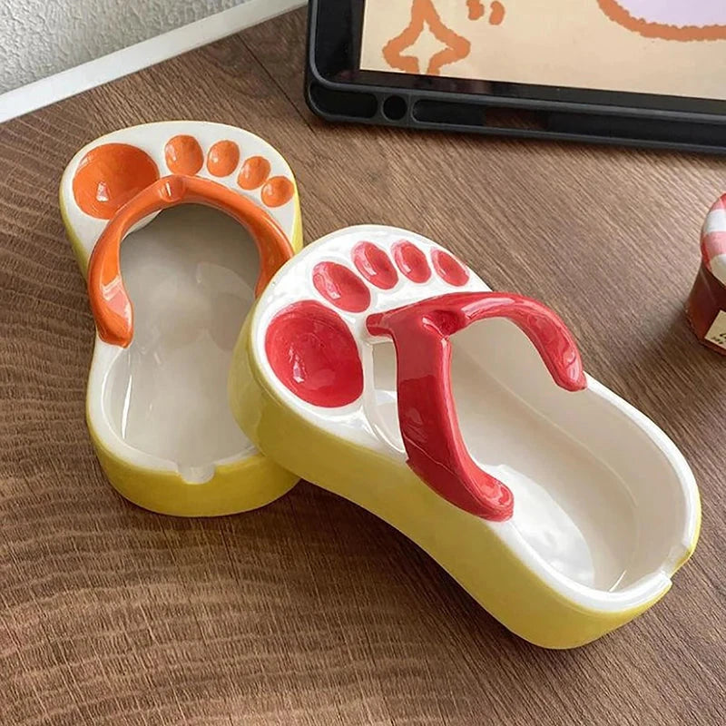 Lovely Flip Flops Ketchup Soy Sauce Dipper Portable Ceramic Salad Saucer Dipping Bowl Cute Mini Snacks Plate Seasoning Container Good Vibrations