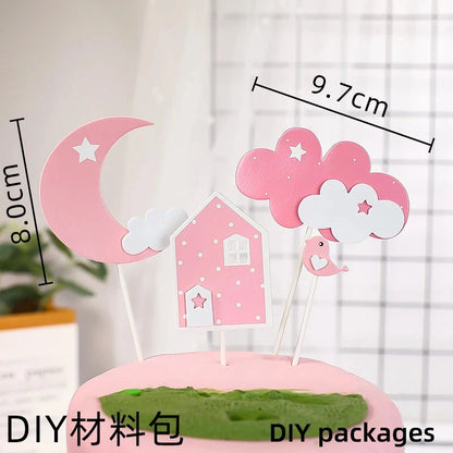 Bunny Train Cake Topper Pink Rabbit Girls Theme Decoration Princess Girl's Years Old Cake Kids Happy 1st Birthday Party Supplies Good Vibrations