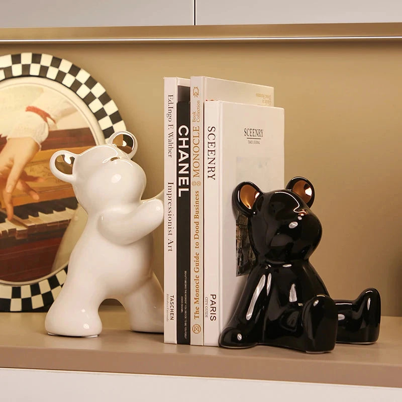 Bear Bookends Modern Luxury Cute Ceramic Home Decorations Simple Bedrooms, Bookshelves Available Good Vibrations