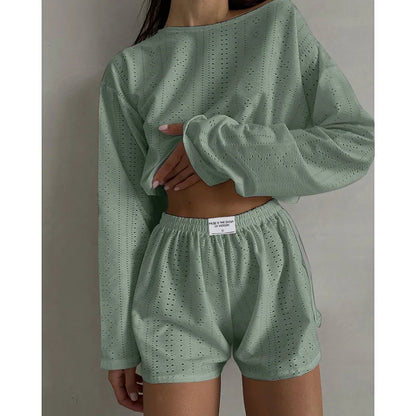 Women's Pajamas Set Sleepwear Spring Long Sleeve Tops With Shorts Home Clothes 2 Piece Sets Pyjama Femme Loungewear Pijama Mujer Good Vibrations