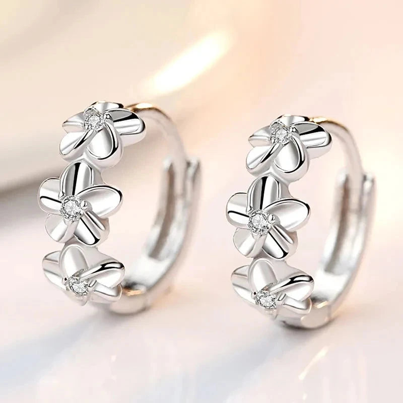 Top Sale 925 Sterling Silver Needle Earrings for Women's Wedding Fashion High Quality Jewelry Crystal Zircon Flower Cute Stud Good Vibrations