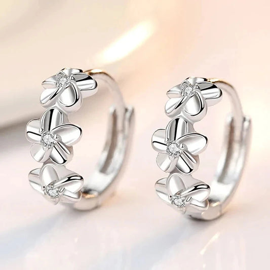 Top Sale 925 Sterling Silver Needle Earrings for Women's Wedding Fashion High Quality Jewelry Crystal Zircon Flower Cute Stud Good Vibrations