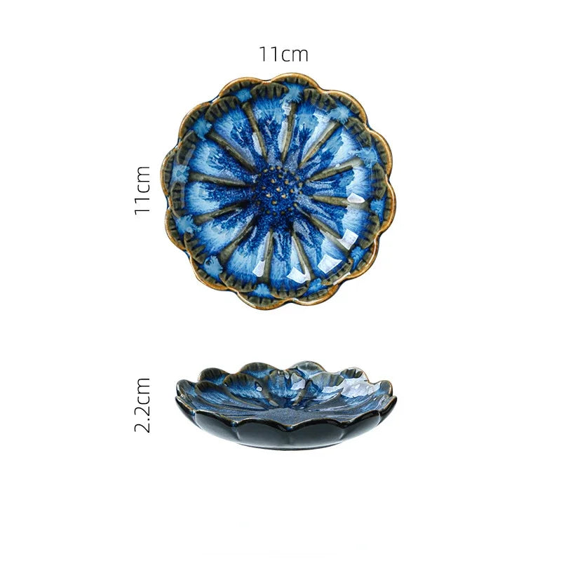 Japanese Ceramic Plate Retro Kiln Glaze Barbecue Mini Dipping Dish Sashimi Sushi Soy Sauce Dishes Home Desktop Snack Plates New Good Vibrations