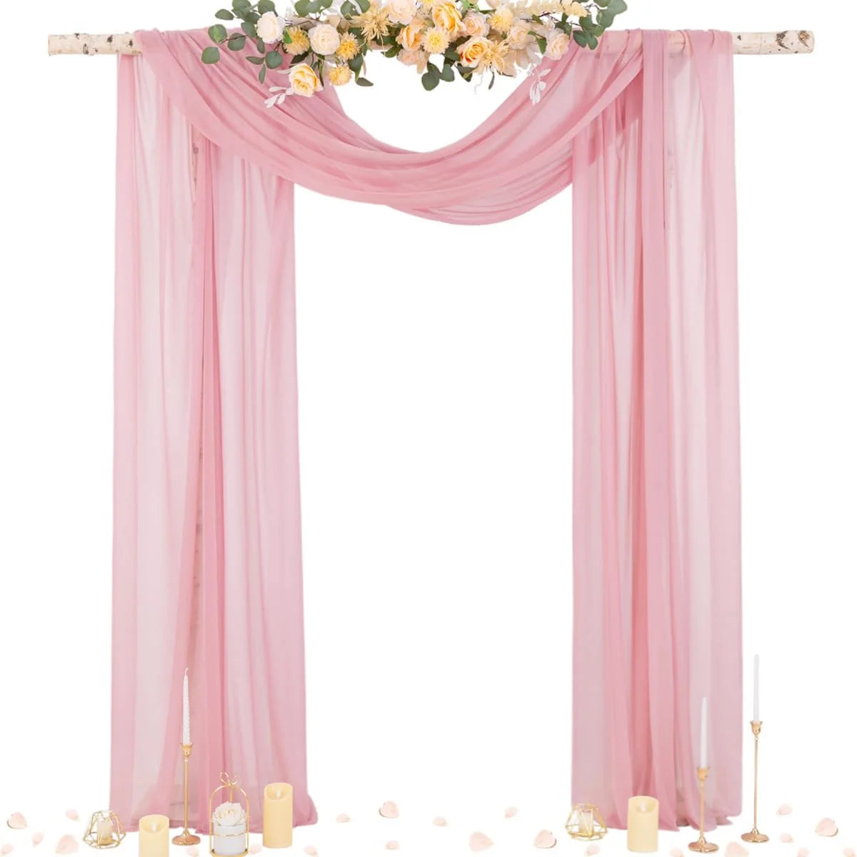 Wedding Arch Draping Fabric for Ceremony Reception Arch Decorations Chiffon Sheer Fabric Backdrop Curtains Party Bridal Shower Good Vibrations