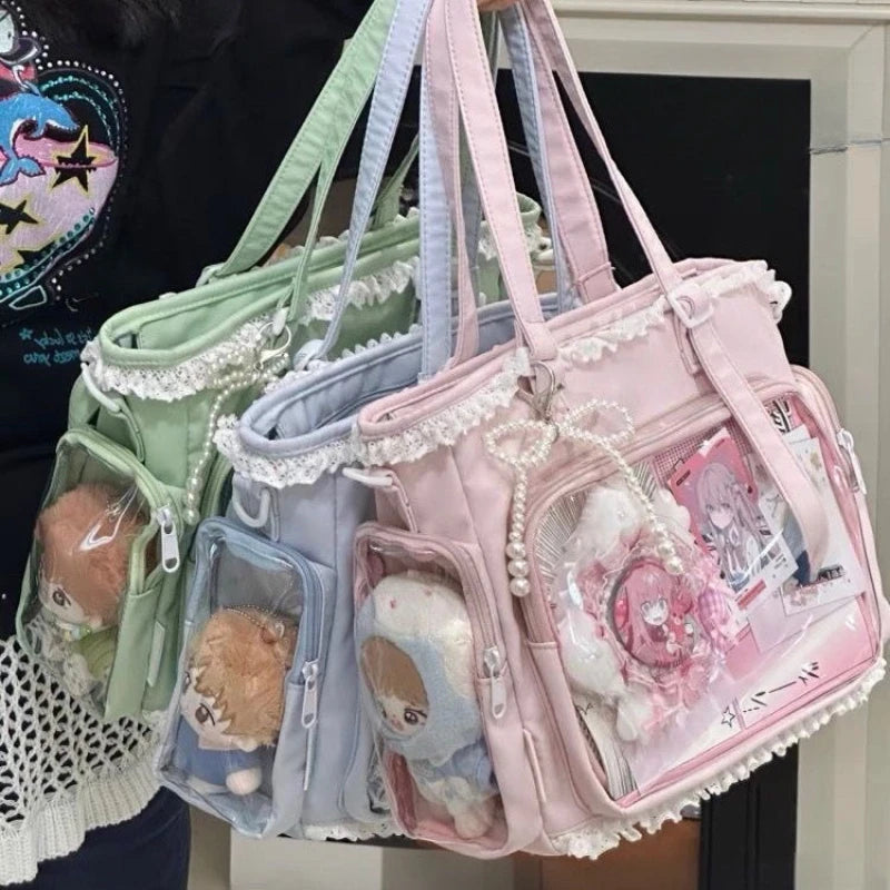 Large Capacity Ita Bag Anime Two-dimension Lolita Tote Bag Clear Window Crossbody Shoulder Bag Handbag Gift For Friends Good Vibrations