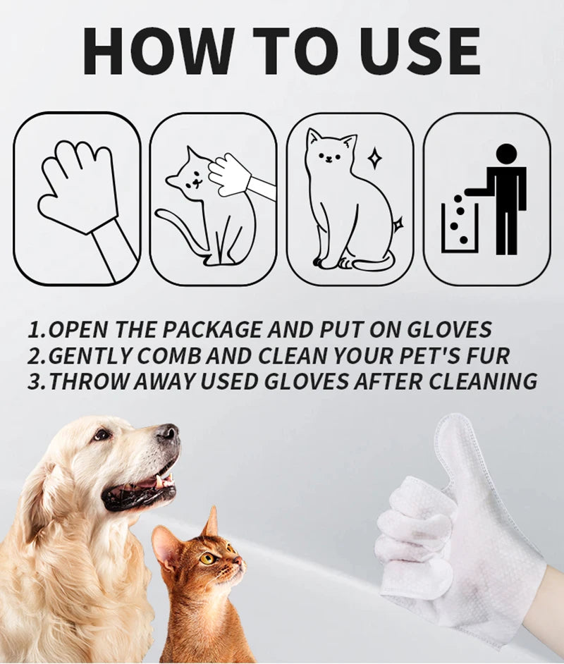 New 6PCS Pet Wash-Free Gloves Cat Bath Deodorant Wipes Disposable Cleaning Dry Cleaning Dog Wipes Gentle And Convenient Gloves Good Vibrations