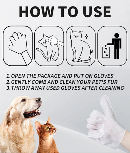 New 6PCS Pet Wash-Free Gloves Cat Bath Deodorant Wipes Disposable Cleaning Dry Cleaning Dog Wipes Gentle And Convenient Gloves Good Vibrations