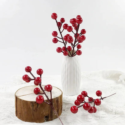Christmas Decoration Red Berries Artificial Foam Black White Berry Flower Branches DIY Wreath Xmas Tree Wedding Party Home Decor Good Vibrations